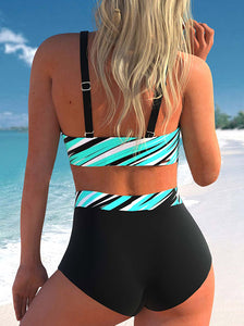 Imprimé Tropical Taille haute V-neck Sexy Grande taille Bikinis Maillots De Bain
