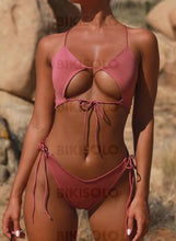 Charger l&#39;image dans la galerie, Bikisolo Femme Couleur Unie Taille Basse Dos Nu Sexy Bikinis Maillots De Bain
