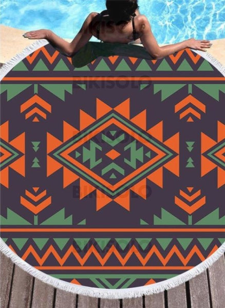 Bikisolo Femme Country Style/géométrique Imprimer/bohême Mode/boho Serviette De Plage Orange