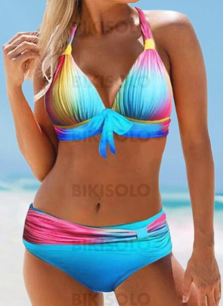 Imprimé Noué Dos Nu Grande Taille Colorful Bikinis Maillots De Bain