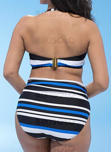 Rayures Faire Monter Dos Nu Sexy Grande Taille Bikinis Maillots De Bain