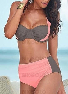 Taille Basse Dos Nu Sexy Bikinis Maillots De Bain Rose Perle / S