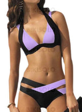 Charger l&#39;image dans la galerie, Triangle Taille Basse Dos Nu Sexy Grande Taille Bikinis Maillots De Bain Violet / S