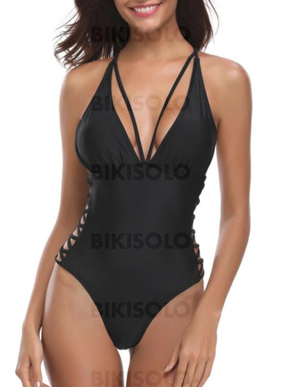 À La Mode Couleur Unie Dos Nu Une Pièce Maillot De Bain