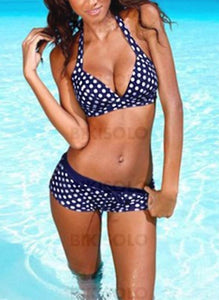 À Pois Dos Nu Sexy Bikinis Maillots De Bain Bleu Clair / S