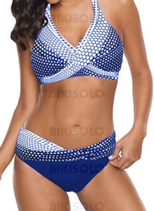 À Pois Dos Nu Sexy Bikinis Maillots De Bain Bleu / S