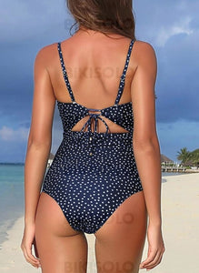 À Pois Évider Cordon De Serrage Bretelles Sexy Jolis Classique Attrayant Une Pièce Maillots De