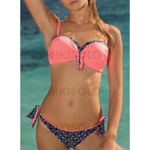 À Pois Faire Monter Bretelles Sexy Mignon Bikinis Maillots De Bain Rosado / S