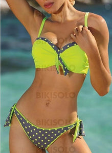 À Pois Faire Monter Bretelles Sexy Mignon Bikinis Maillots De Bain Vert / S