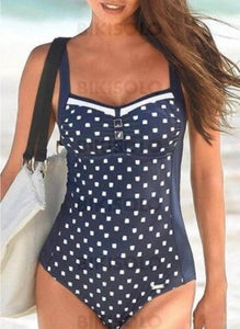 À Pois Imprimé Bretelles Sexy Une Pièce Maillots De Bain Bleu Marine / S