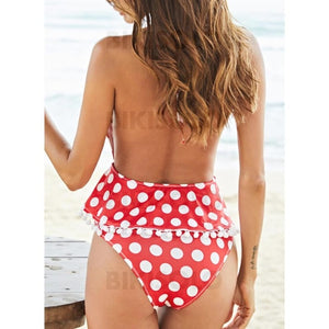À Pois Imprimé Dos Nu Col V Sexy Mignon Grande Taille Une Pièce Maillots De Bain