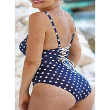 Charger l'image dans la galerie, À Pois Rayures Cordon De Serrage Bretelles Mignon Une Pièce Maillots De Bain