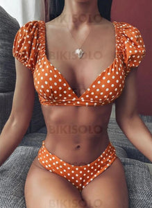 À Pois Taille Basse Bretelles Sexy Élégante Bikinis Maillots De Bain