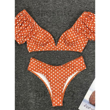 Charger l&#39;image dans la galerie, À Pois Taille Basse Bretelles Sexy Élégante Bikinis Maillots De Bain