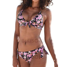 Charger l&#39;image dans la galerie, À Pois Taille Basse Noué Dos Nu Sexy Bikinis Maillots De Bain Rosado / S