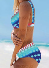 Charger l&#39;image dans la galerie, À Pois Taille Haute Bretelles Bohème Bikinis Maillots De Bain
