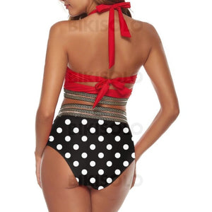 À Pois Taille Haute Bretelles Mignon Bikinis Maillots De Bain