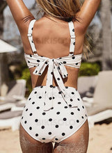Charger l&#39;image dans la galerie, À Pois Taille Haute Faire Monter Bretelles Sexy Élégante Bikinis Maillots De Bain