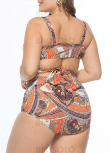 Armature Taille Haute Sangle Élégante Grande Taille Bikini Maillots De Bain Bikinis