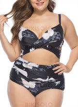 Charger l&#39;image dans la galerie, Armature Taille Haute Sangle Élégante Grande Taille Bikini Maillots De Bain Noir / Xl Bikinis