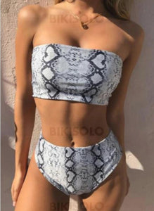 Bandeau Deux Pièces Sans Bretelle Sexy Bikinis Maillots De Bain Blanc / S