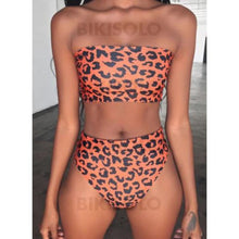 Charger l&#39;image dans la galerie, Bandeau Deux Pièces Sans Bretelle Sexy Bikinis Maillots De Bain Orange / S