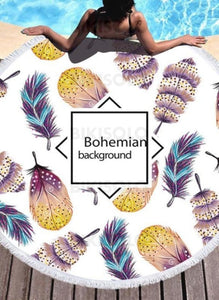 Bikisolo Femme Bohême Attrayant Serviette De Plage Blanc
