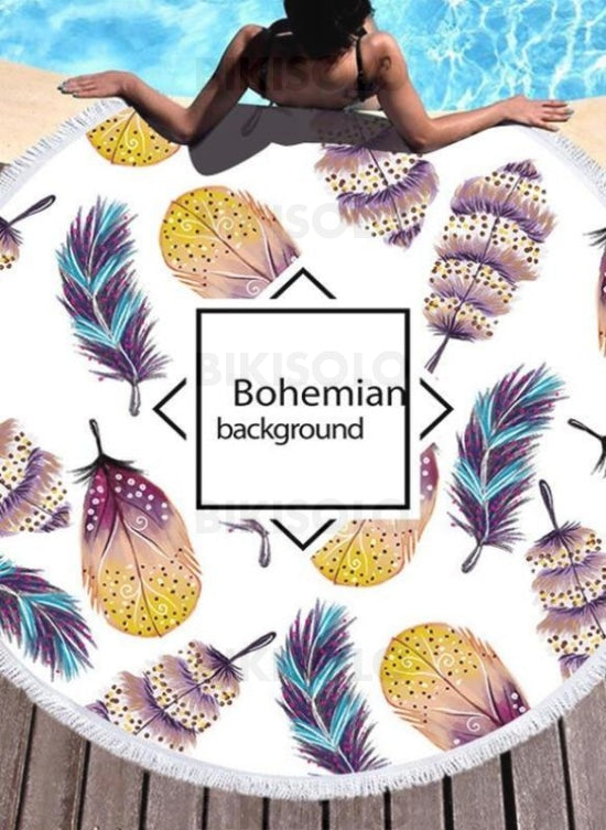 Bikisolo Femme Bohême Attrayant Serviette De Plage Blanc