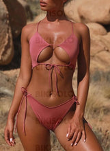 Charger l&#39;image dans la galerie, Bikisolo Femme Couleur Unie Taille Basse Dos Nu Sexy Bikinis Maillots De Bain Rose / S