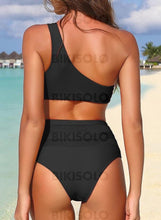 Charger l&#39;image dans la galerie, Bikisolo Femme Couleur Unie Une Épaule Sexy Élégante Jolis Bikinis Maillots De Bain