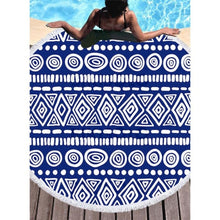 Charger l&#39;image dans la galerie, Bikisolo Femme Country Style/géométrique Imprimer/bohême Mode/boho Serviette De Plage Bleu Marine