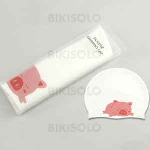 Bikisolo Femme Joli Cochon Étanche Bonnet De Bain Blanc