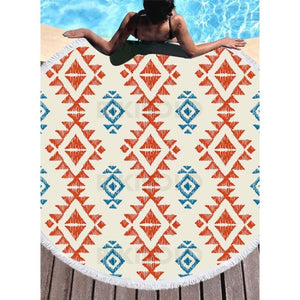 Bikisolo Femme Retro /cru/géométrique Imprimer Mode/boho Serviette De Plage Orange