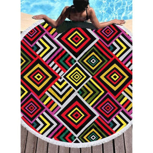 Bikisolo Femme Retro /cru/géométrique Imprimer Mode/boho Serviette De Plage Rouge