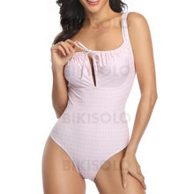 Charger l&#39;image dans la galerie, Carreaux Cordon De Serrage À Bretelles Sexy Élégante Jolis Une Pièce Maillots De Bain Rosado / S