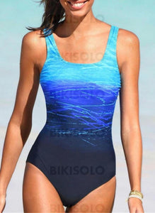 Coloré Imprimé À Bretelles Jolis Une Pièce Maillots De Bain Bleu / S