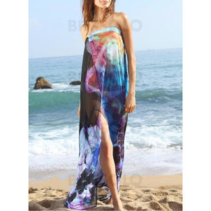 Coloré Imprimé Sans Bretelle Bohème Tenues De Plage Maillots De Bain