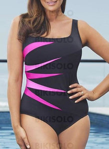 Colorful Sangle Élégante Grande Taille Une Pièce Maillots De Bain Rose Vif / L