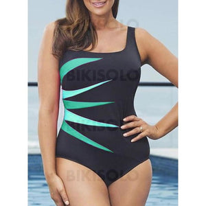 Colorful Sangle Élégante Grande Taille Une Pièce Maillots De Bain Vert / L