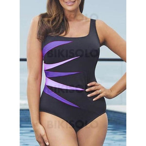 Colorful Sangle Élégante Grande Taille Une Pièce Maillots De Bain Violet / L