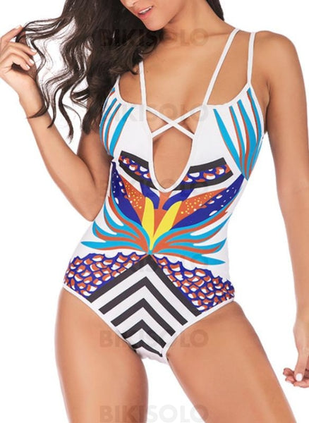 Colorful Sangle Sexy Grande Taille Une Pièce Maillots De Bain Piece