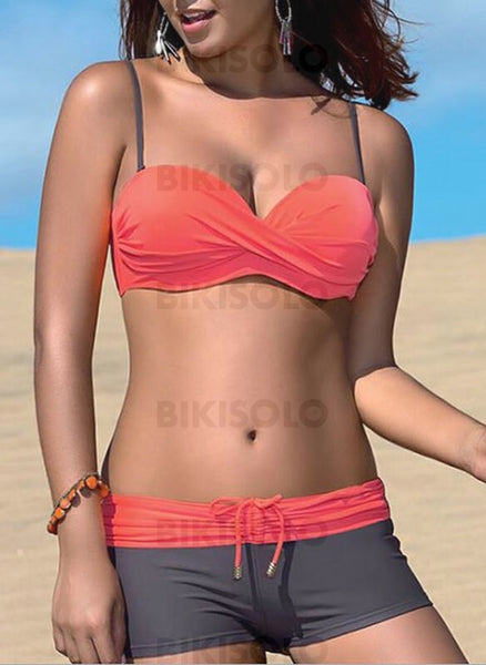 Cordon De Serrage Froufrous À Bretelles Décontractée Bikinis Maillots De Bain