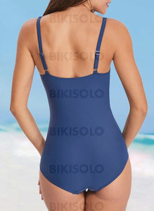 Couleur Unie À Bretelles Col U Sexy Accrocheur Une Pièce Maillots De Bain