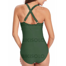 Charger l&#39;image dans la galerie, Couleur Unie À Bretelles Col V Sexy Une Pièce Maillots De Bain