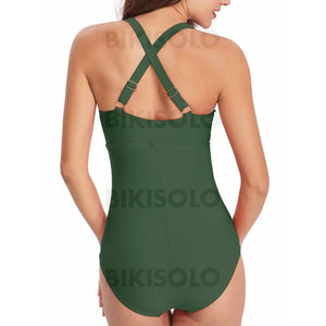 Couleur Unie À Bretelles Col V Sexy Une Pièce Maillots De Bain