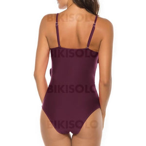 Couleur Unie À Bretelles Élégante Frais Une Pièce Maillots De Bain