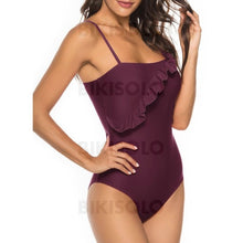 Charger l&#39;image dans la galerie, Couleur Unie À Bretelles Élégante Frais Une Pièce Maillots De Bain