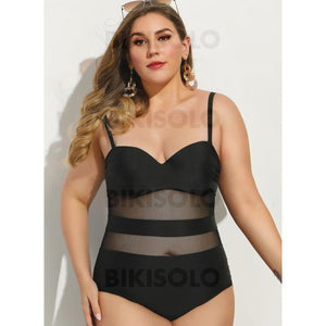 Couleur Unie À Bretelles Sexy Une Pièce Maillots De Bain Noir / Xl