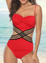 Charger l&#39;image dans la galerie, Couleur Unie À Bretelles Sexy Une Pièce Maillots De Bain
