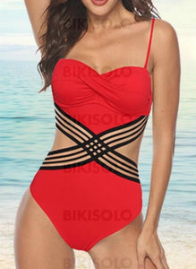 Couleur Unie À Bretelles Sexy Une Pièce Maillots De Bain